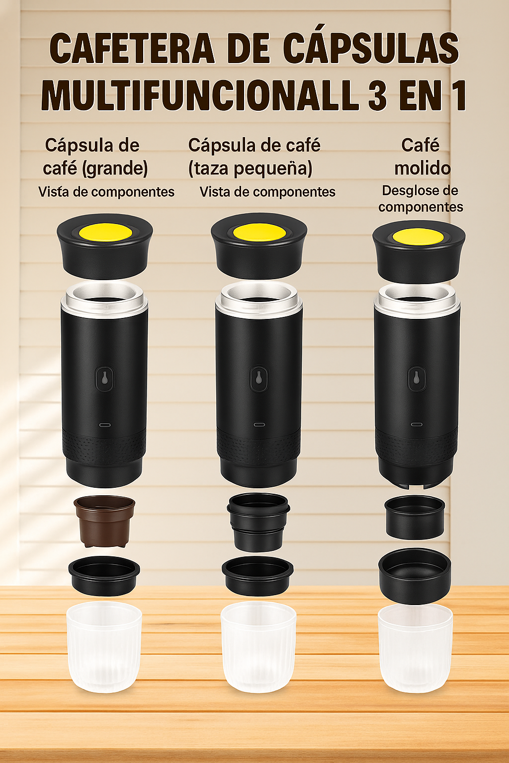 Cafetera 3 en 1: Cápsulas, Café Molido y Espresso – ¡Tu café perfecto en casa, fácil y rápido!